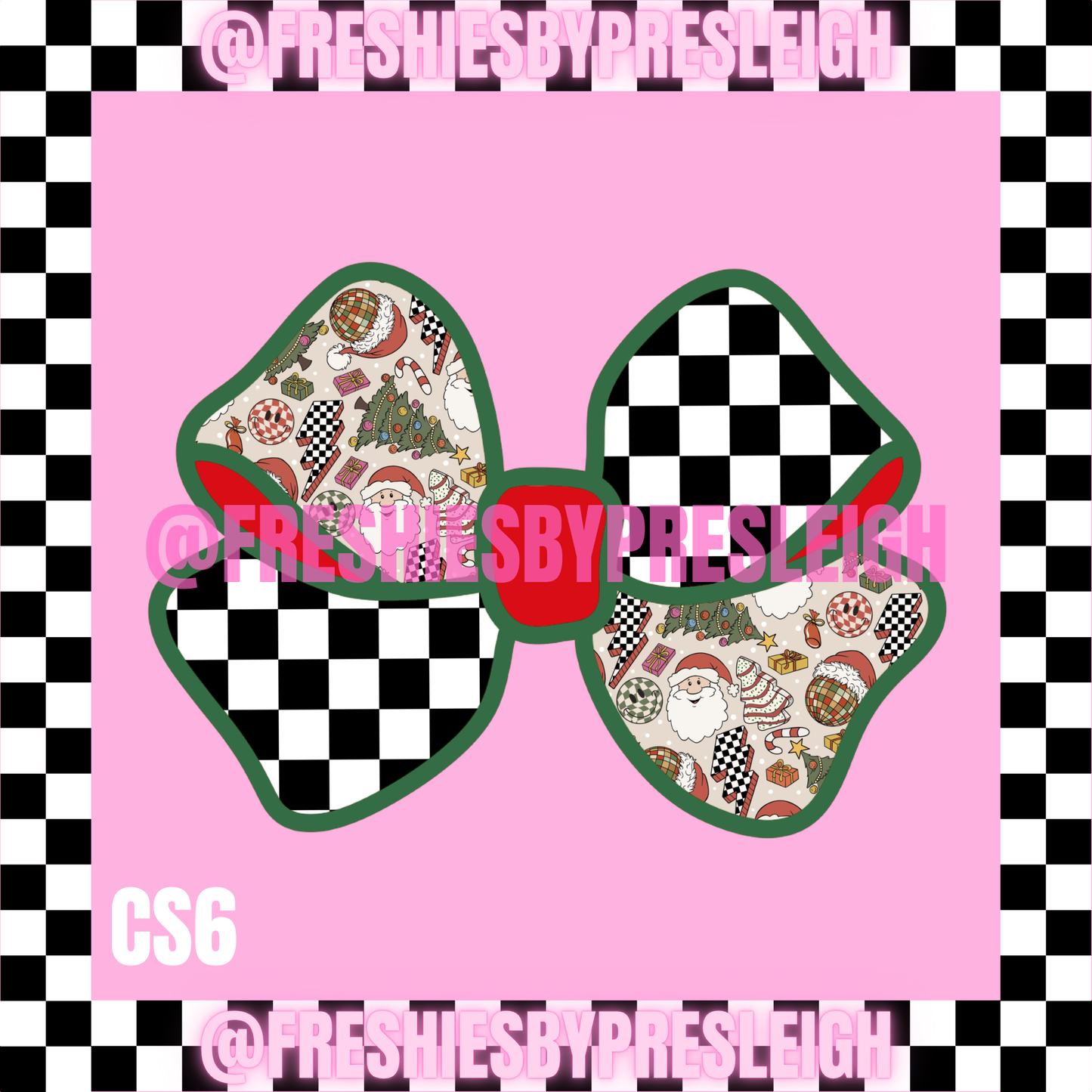 Checkered Bow Christmas Freshie Cardstock