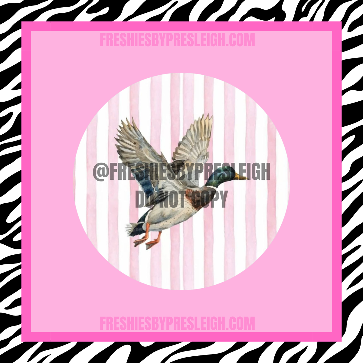 Pink Stripes Watercolor Duck Freshie Cardstock