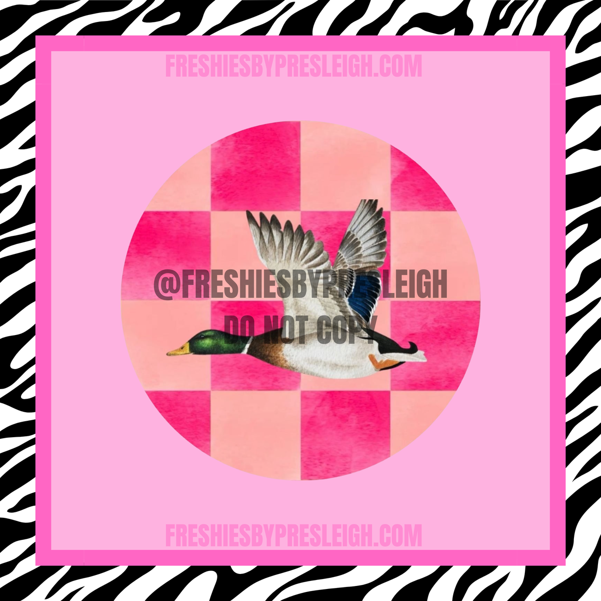Pink/Orange Checkered Duck Freshie Cardstock