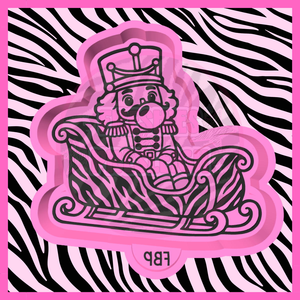 Zebra Nutcracker Sleigh Freshie Mold
