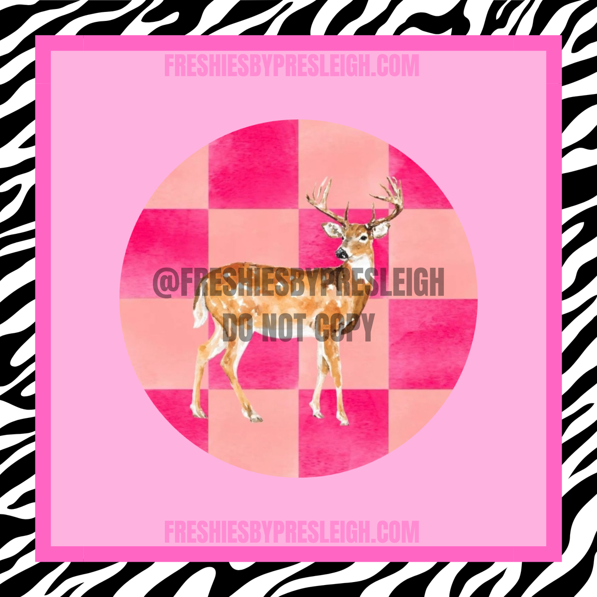 Pink/Orange Checkered Watercolor Buck Freshie Cardstock
