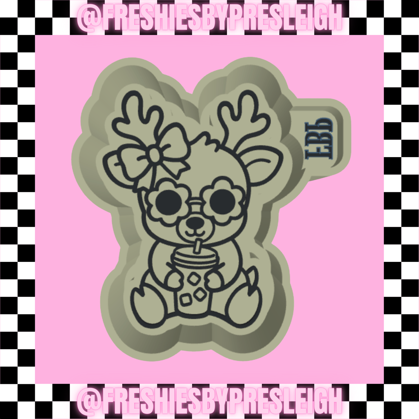 Iced Coffee Reindeer Freshie Mold