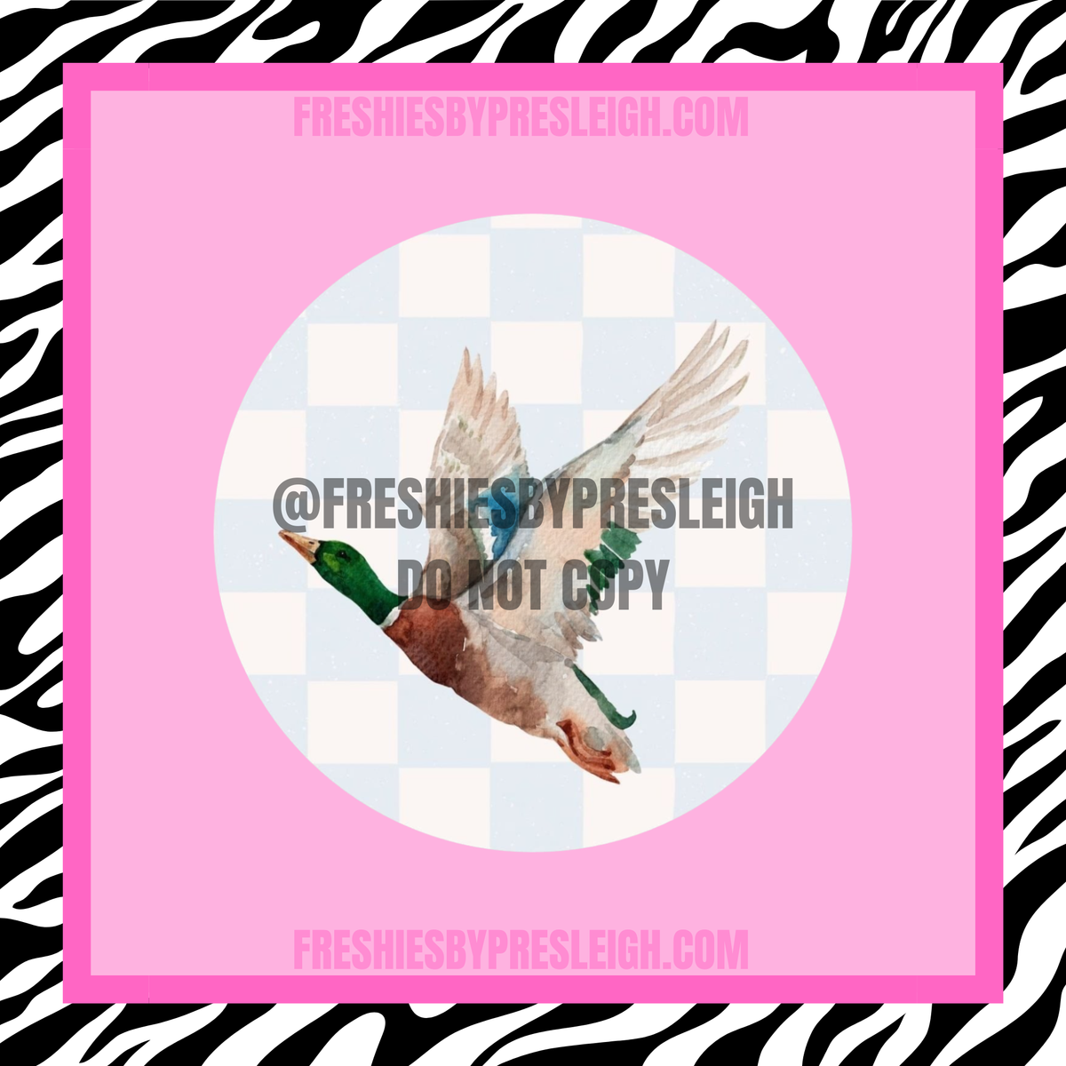 Light Blue Checkered Watercolor Duck Freshie Cardstock