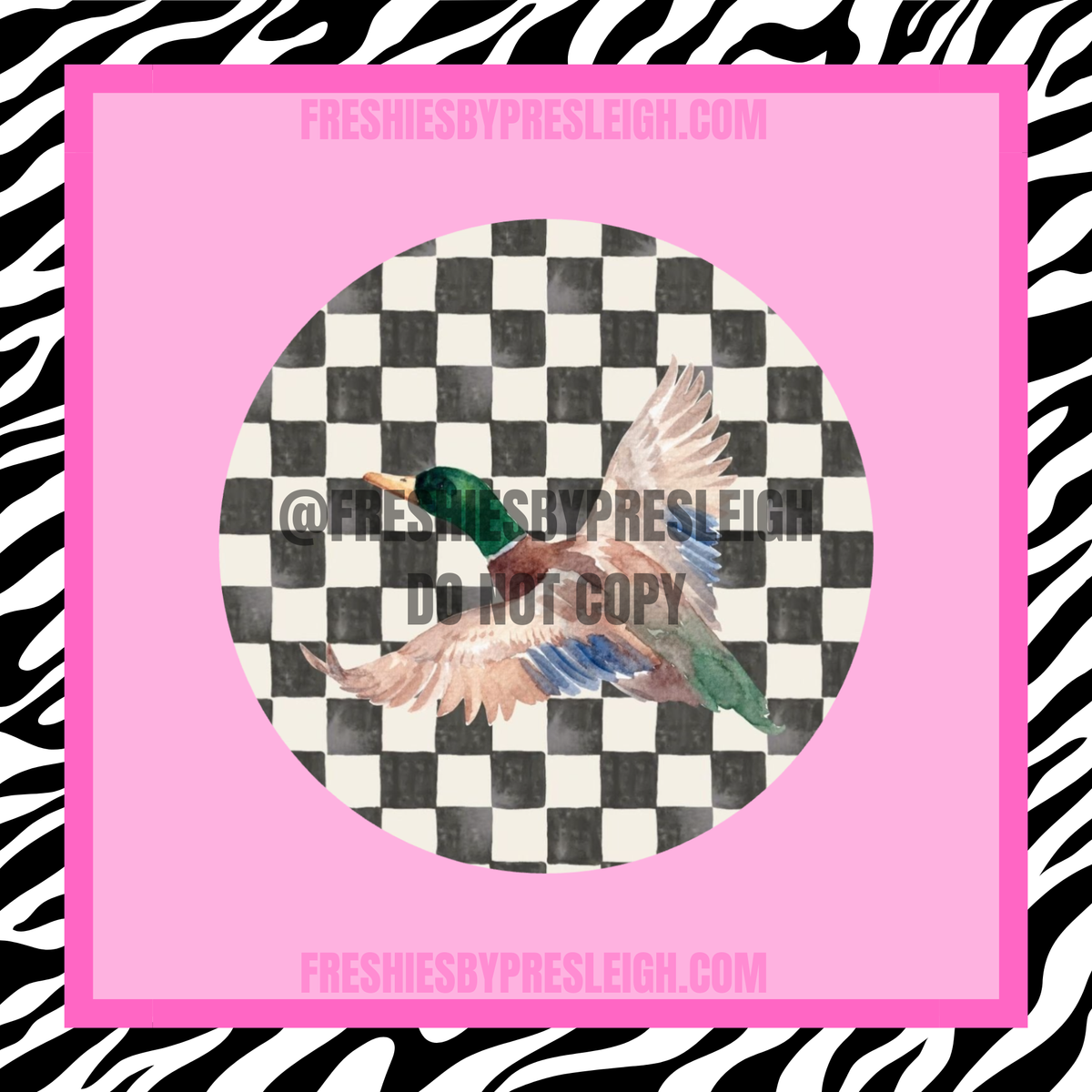 Grey Checkered Watercolor Duck Freshie Cardstock