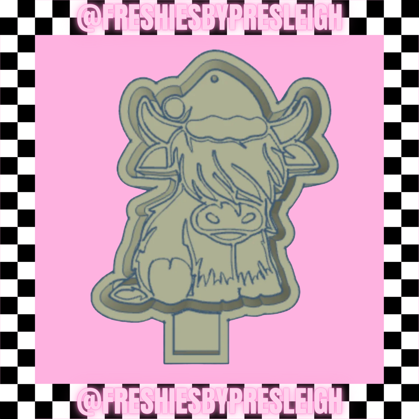 Santa Hat Highland Cow Freshie Mold