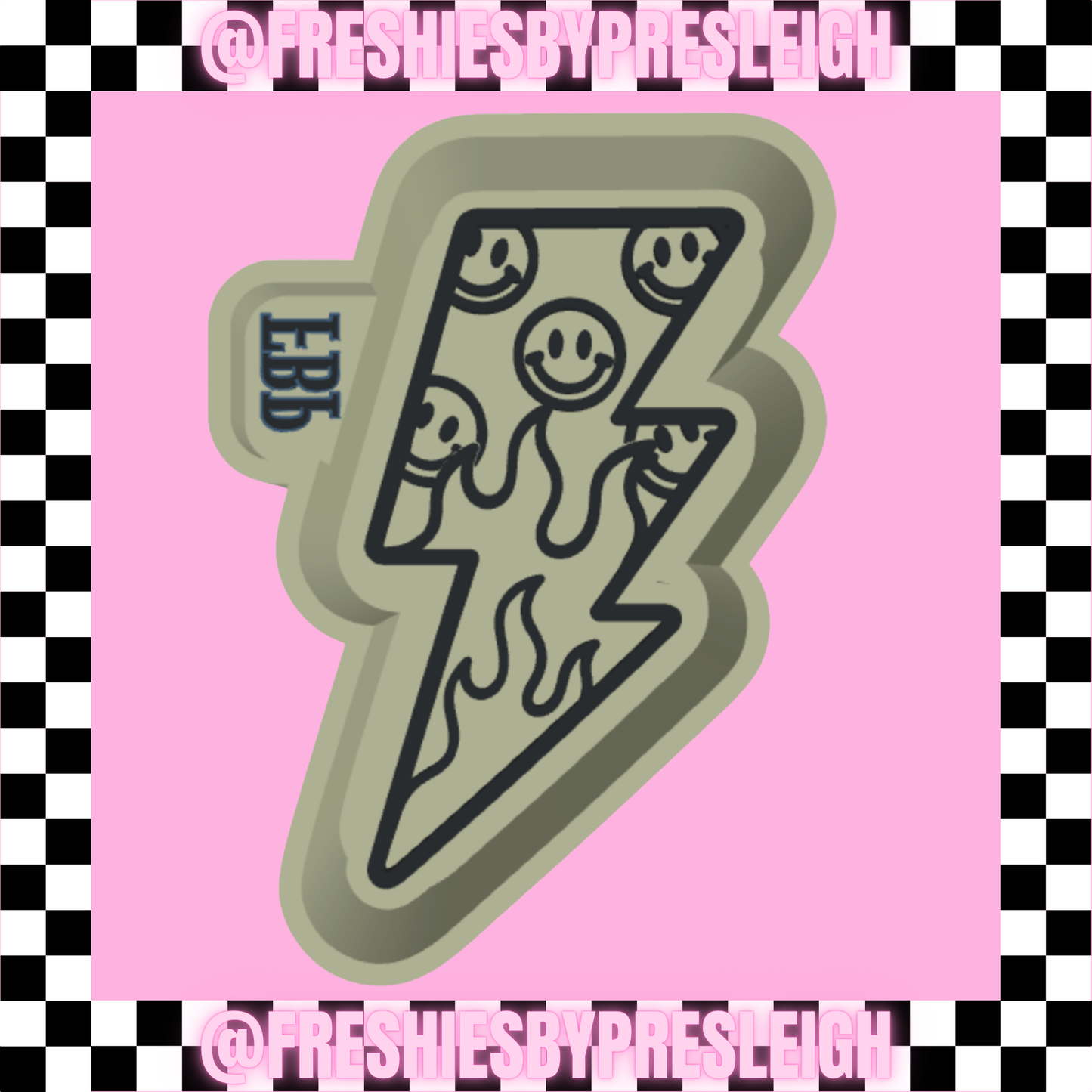 Smiley Flame Lightning Bolt Freshie Mold