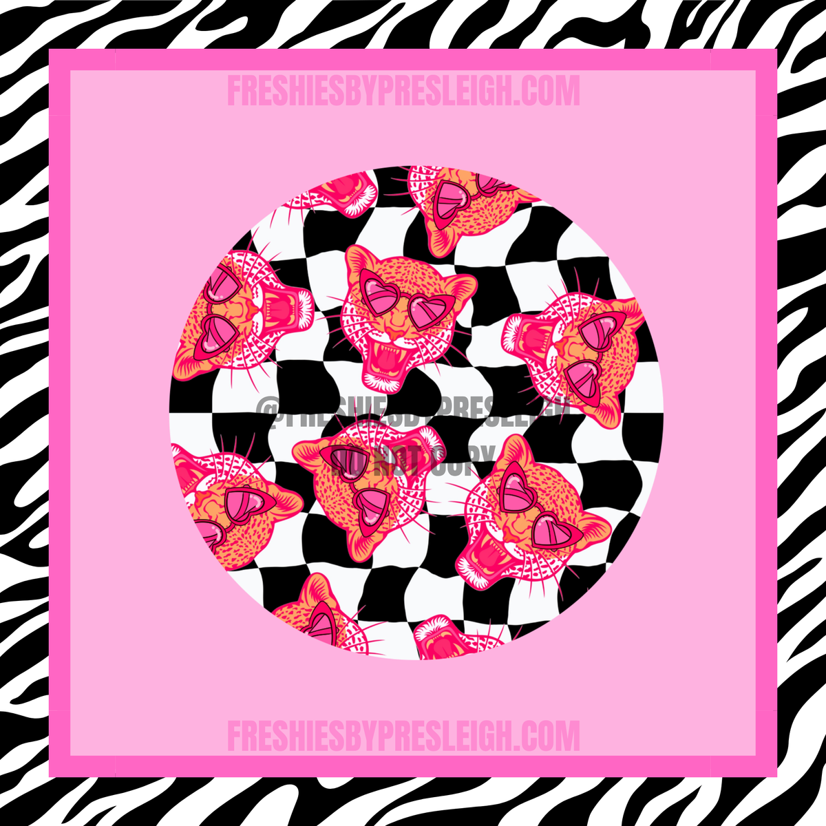 Retro Pink Tigers Freshie Cardstock