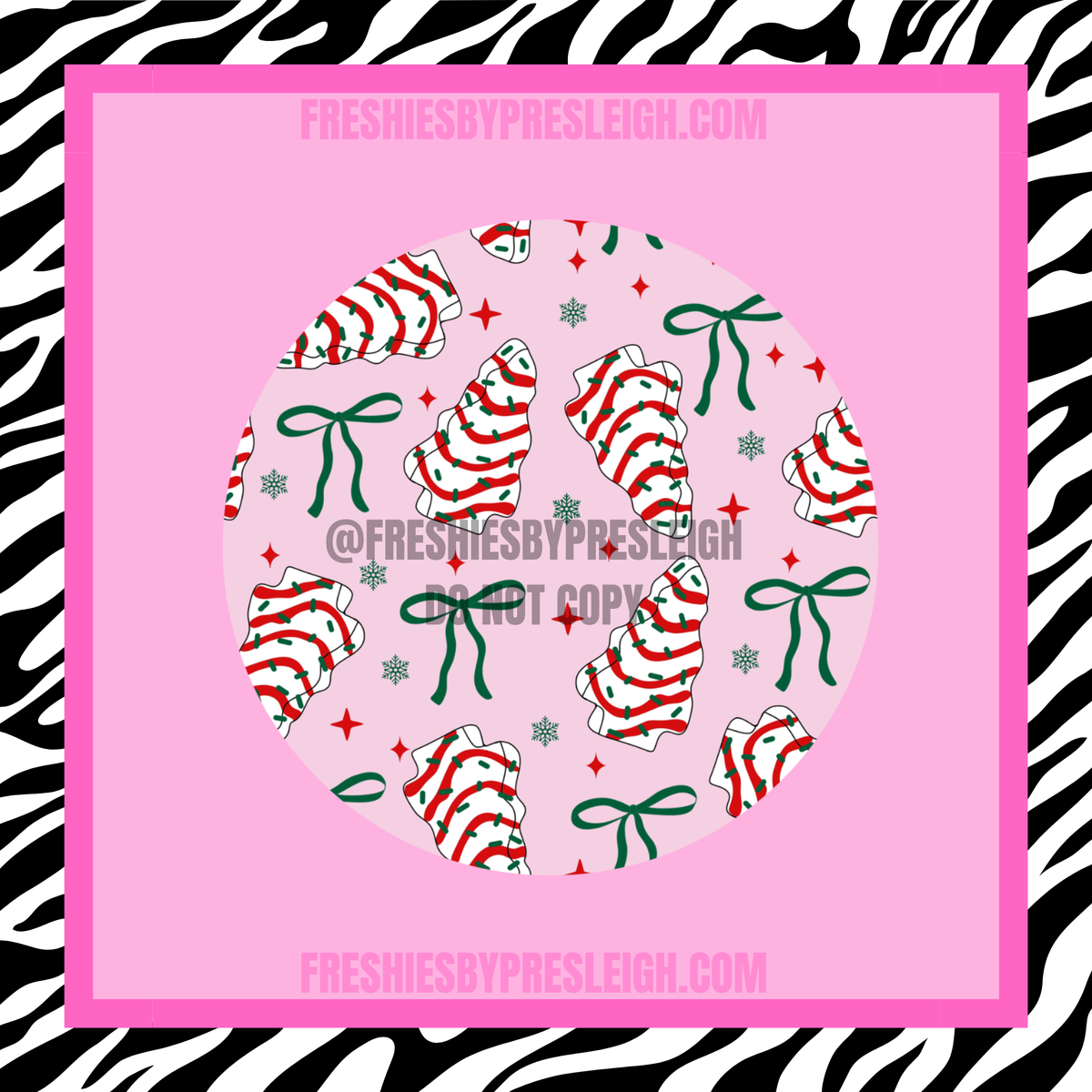 Pink Snack Cake Bows Freshie Cardstock