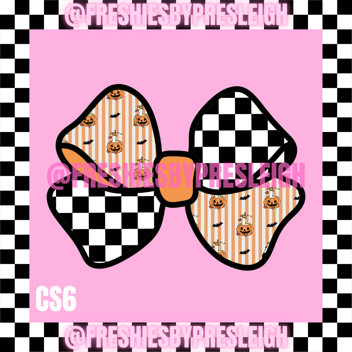 Checkered Bow Halloween Freshie Cardstock