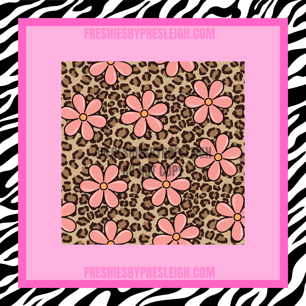 Pink Floral Leopard Freshie Cardstock