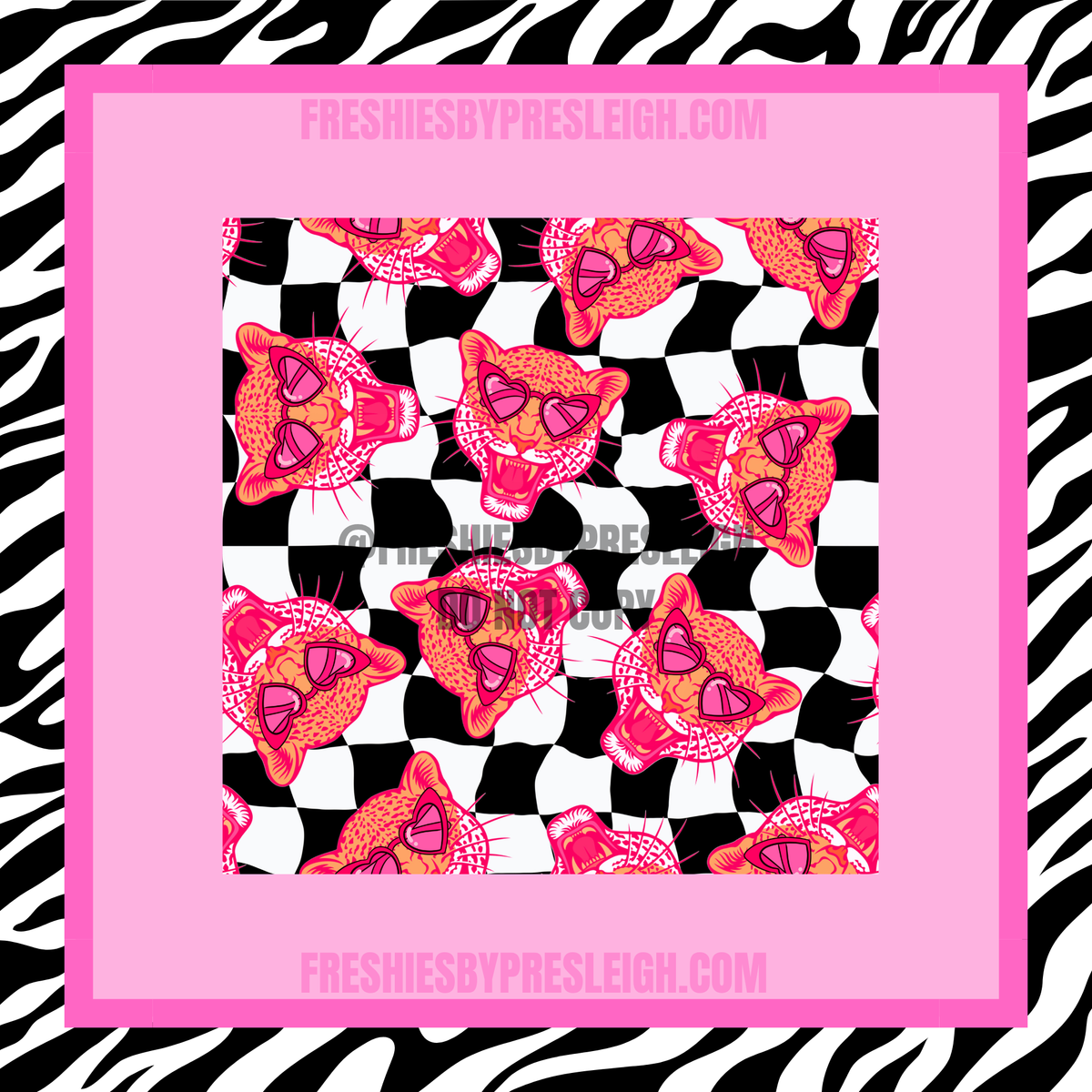 Retro Pink Tigers Freshie Cardstock