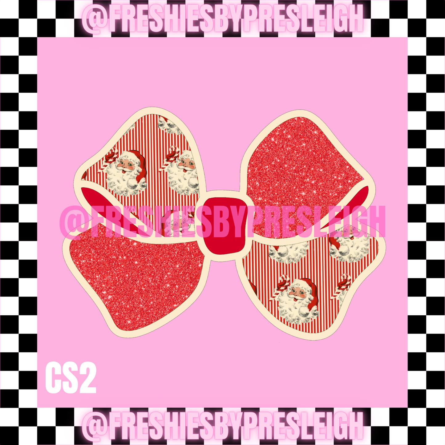 Checkered Bow Christmas Freshie Cardstock