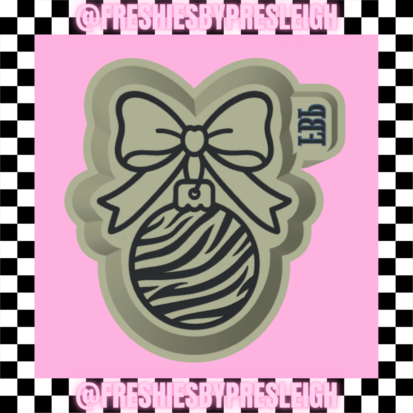 Zebra Bow Ornament Freshie Mold
