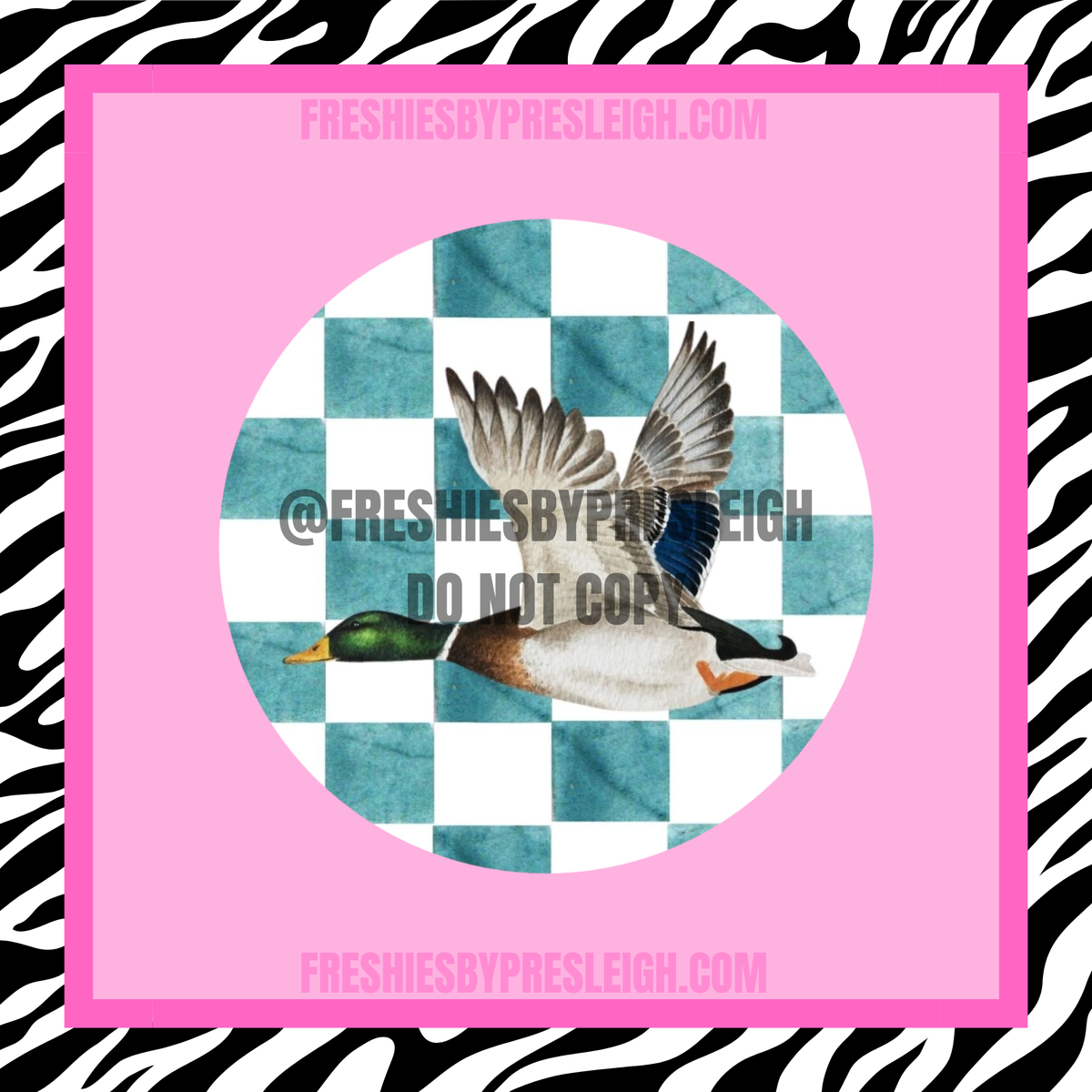 Blue Checkered Duck Freshie Cardstock