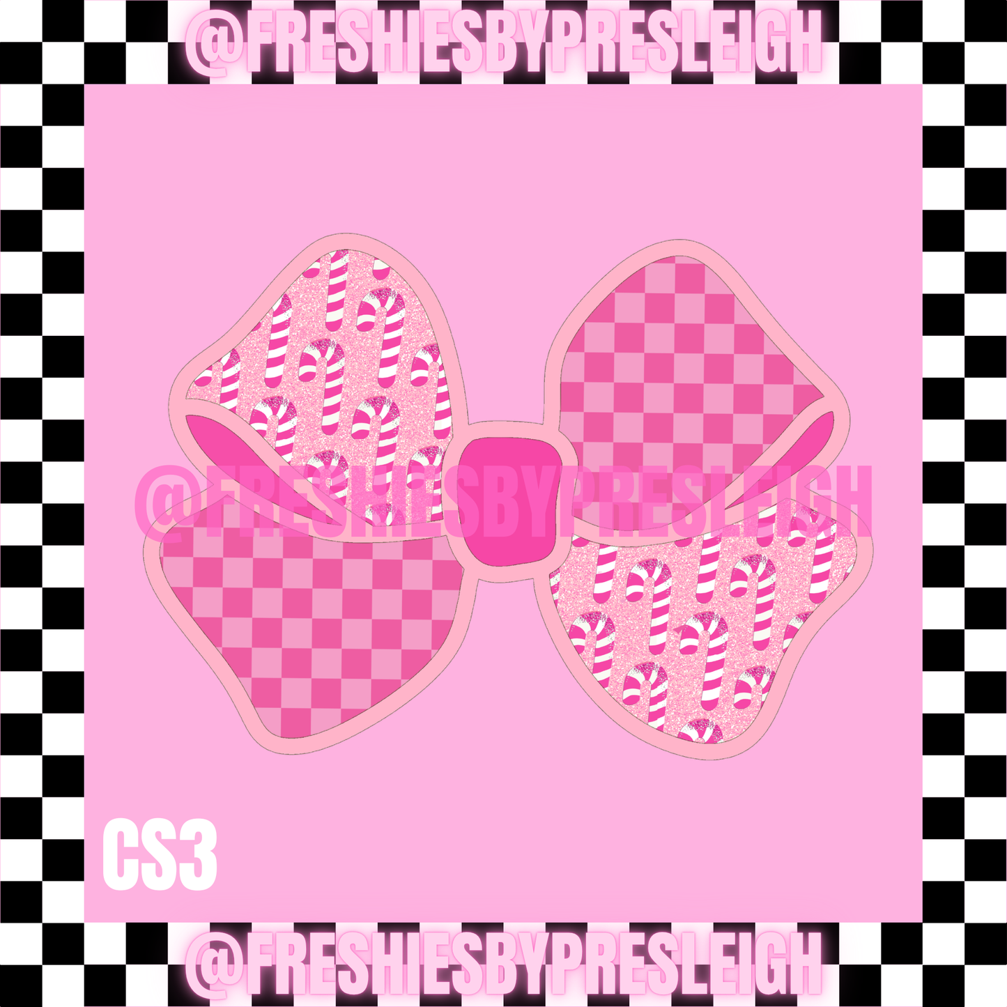 Checkered Bow Christmas Freshie Cardstock