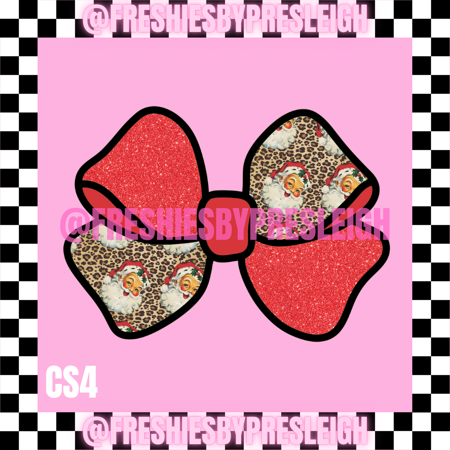 Checkered Bow Christmas Freshie Cardstock