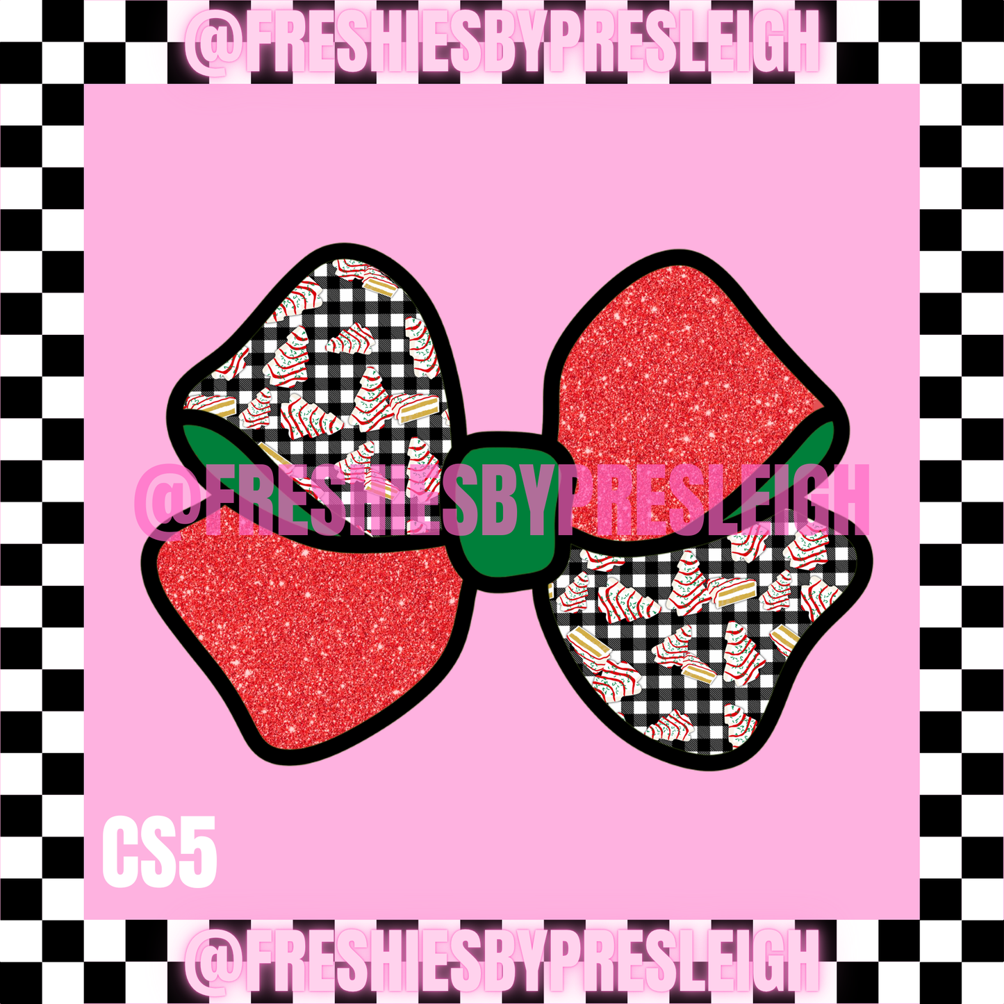 Checkered Bow Christmas Freshie Cardstock