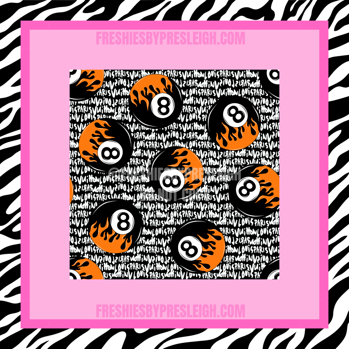 Black Boujee 8 Ball Script Freshie Cardstock