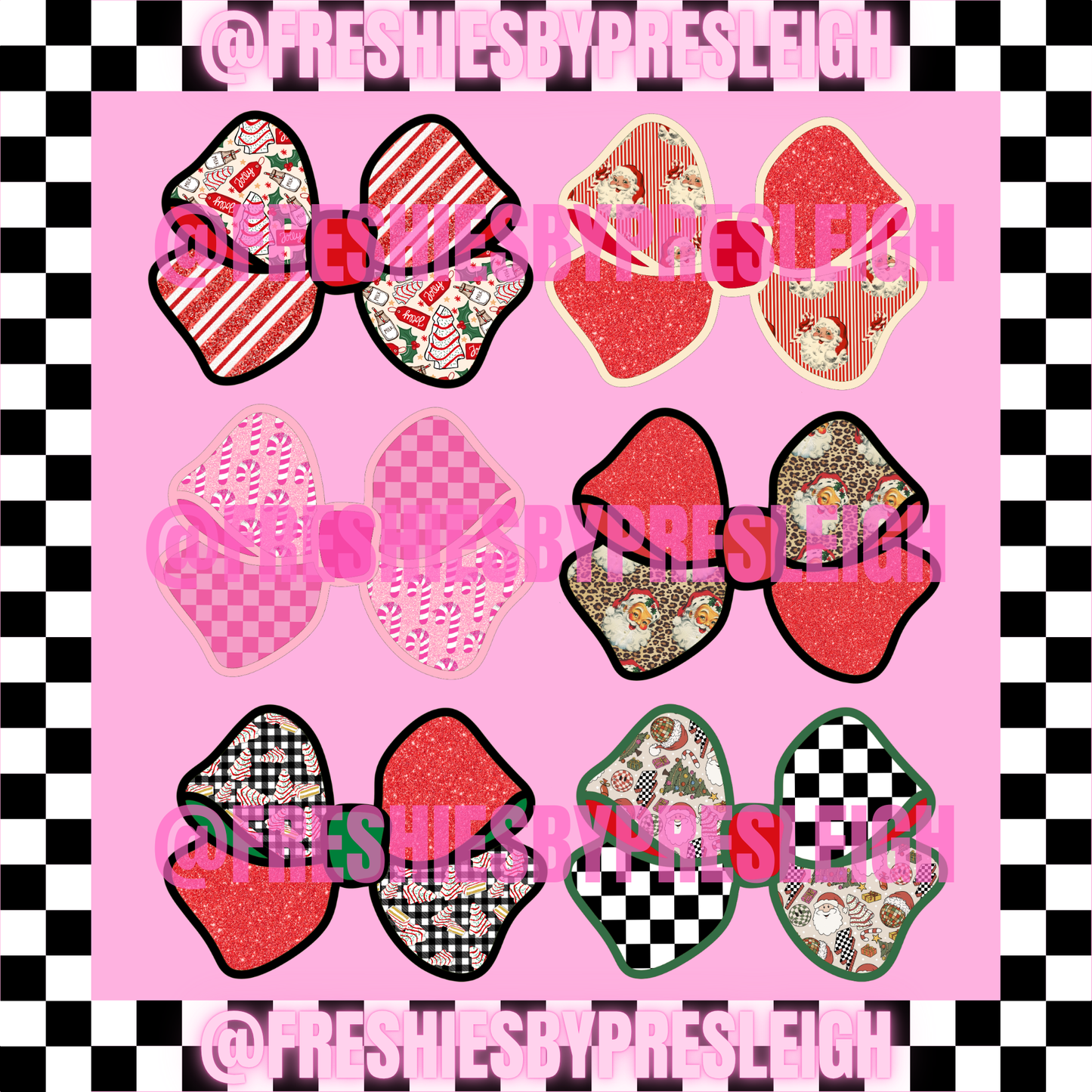 Checkered Bow Christmas Freshie Cardstock