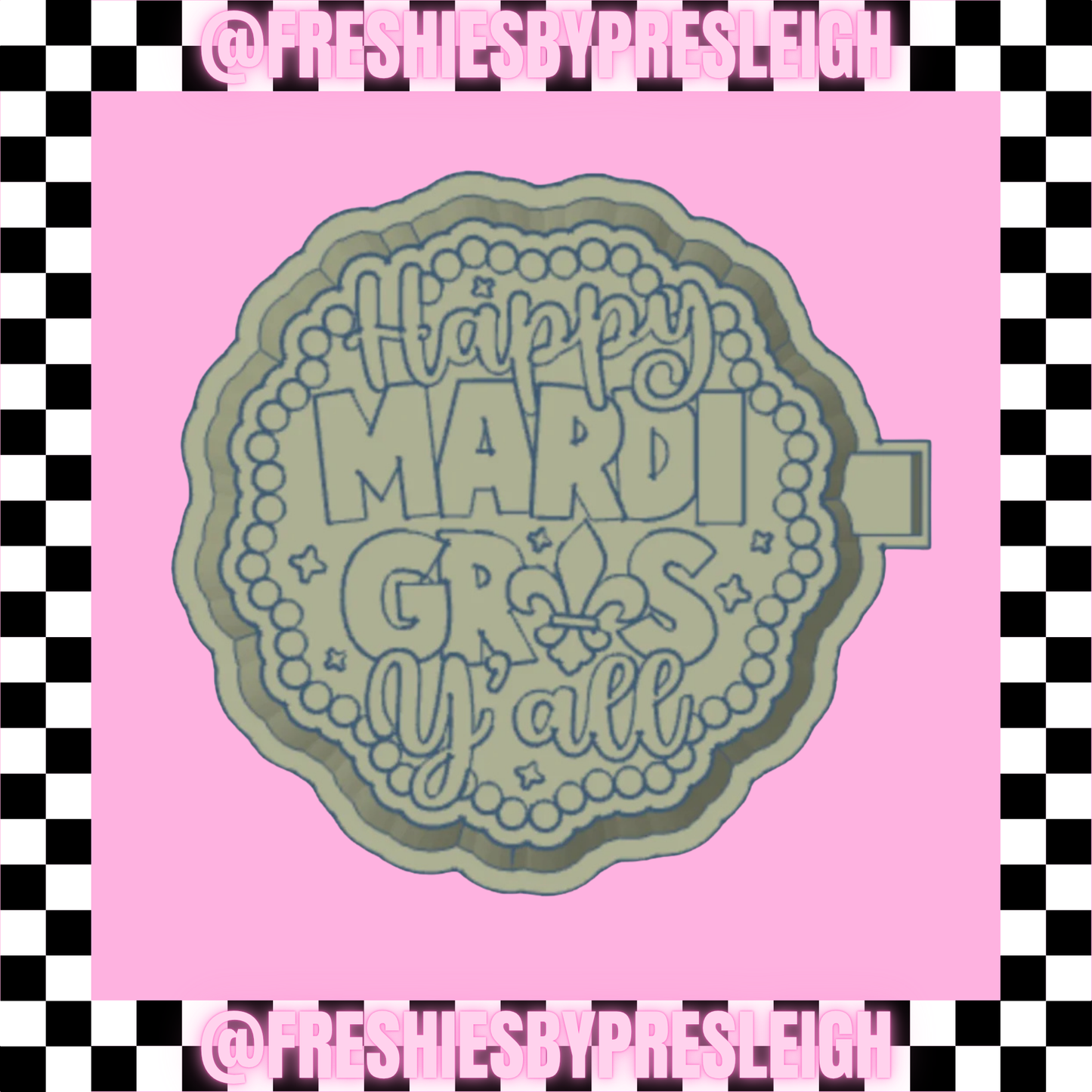 Mardi Gras Typography Freshie Mold