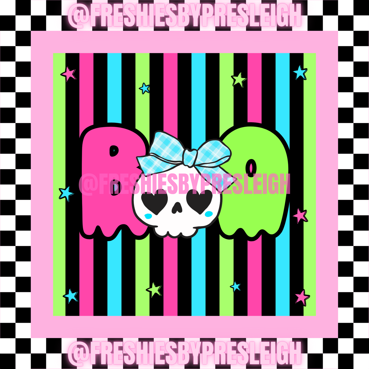 Neon Boo Freshie Card Stock