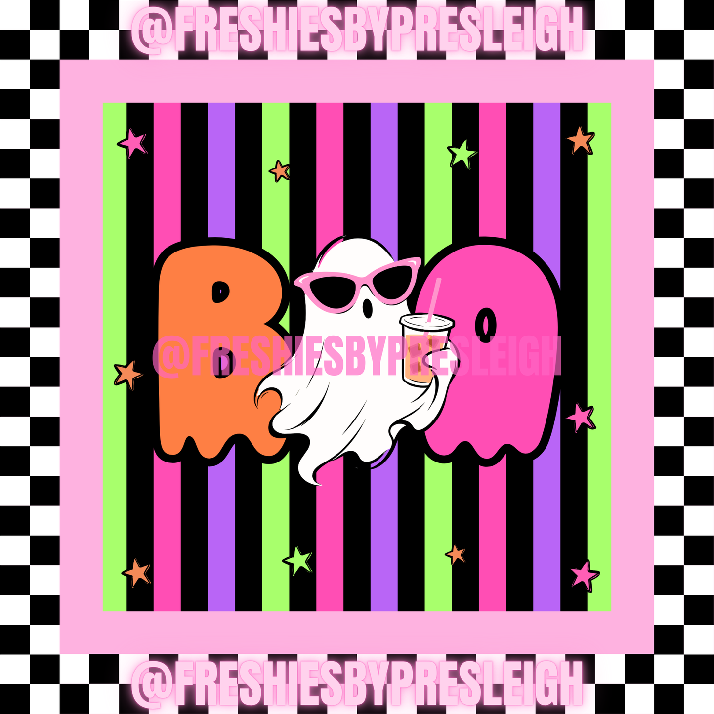 Neon Boo V2 Freshie Card Stock