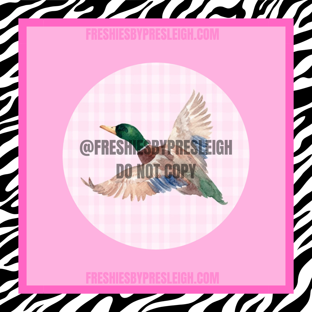 Pink Plaid Watercolor Duck Freshie Cardstock