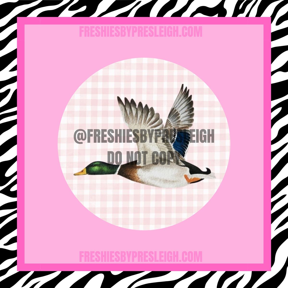 Pink Checkered Watercolor Duck Freshie Cardstock
