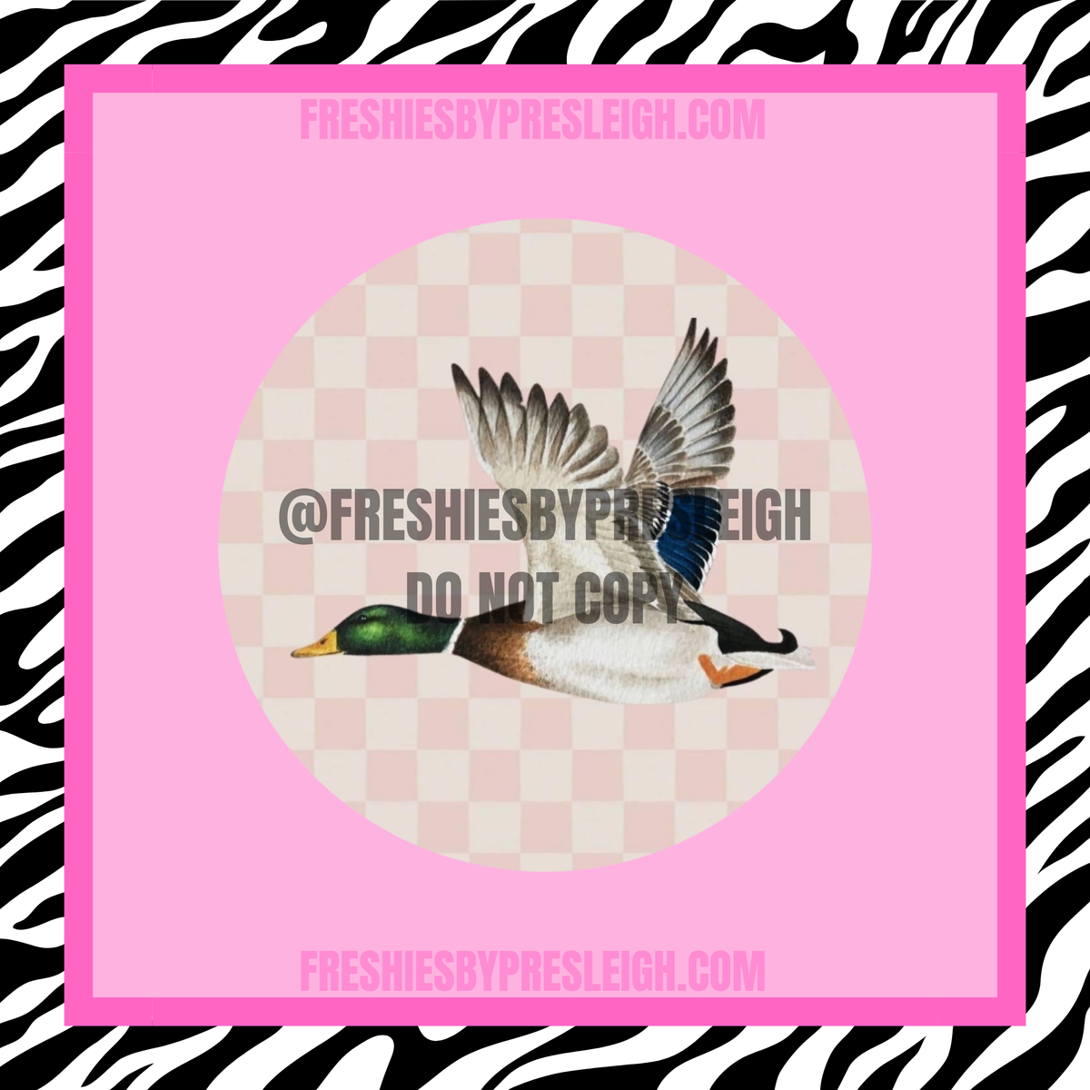 Pink Checkered Duck V2 Freshie Cardstock