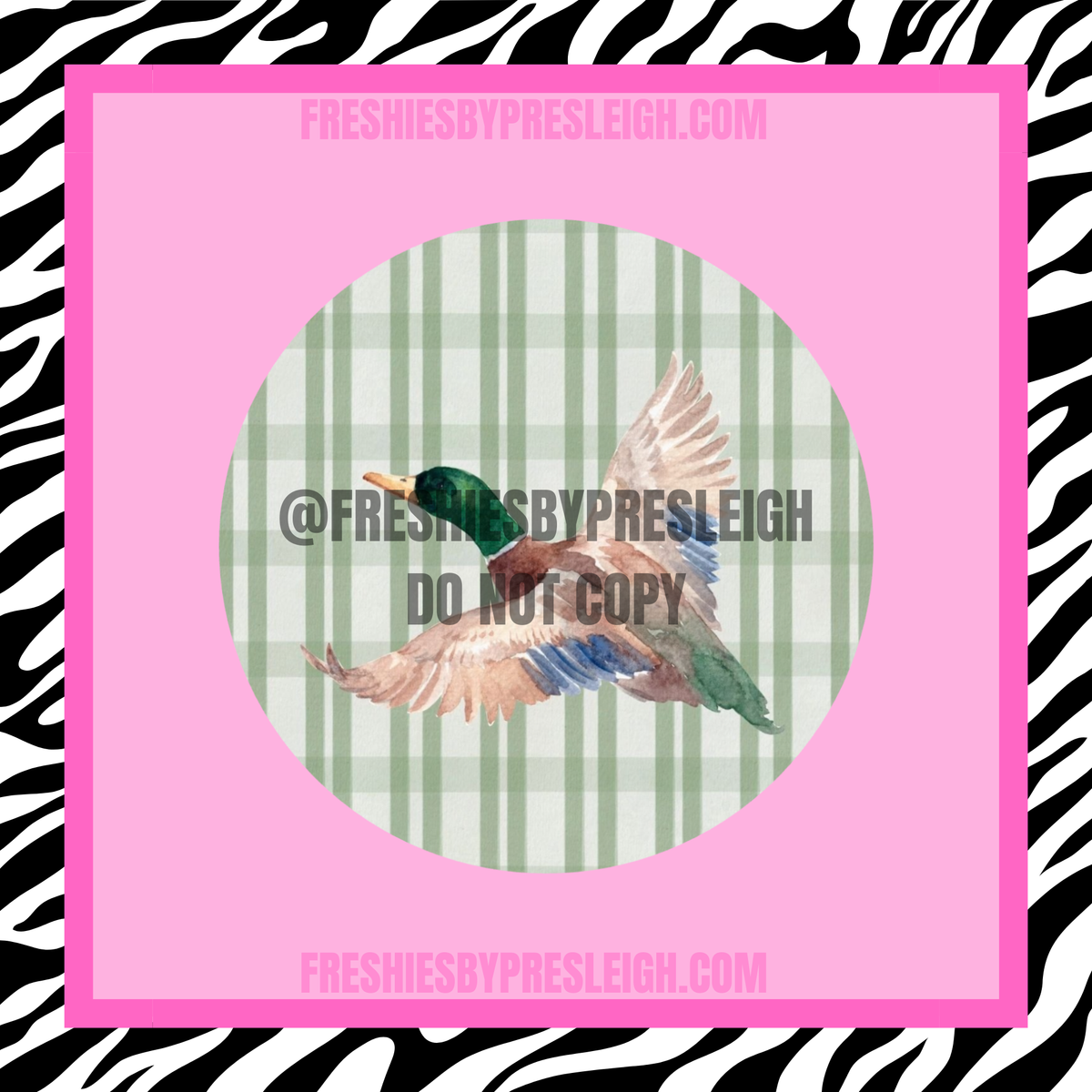 Green Plaid Watercolor Duck Freshie Cardstock