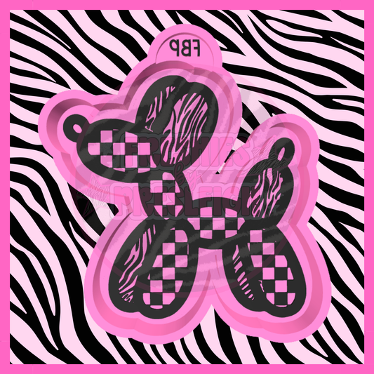 Checkered Zebra Balloon Dog Freshie Mold
