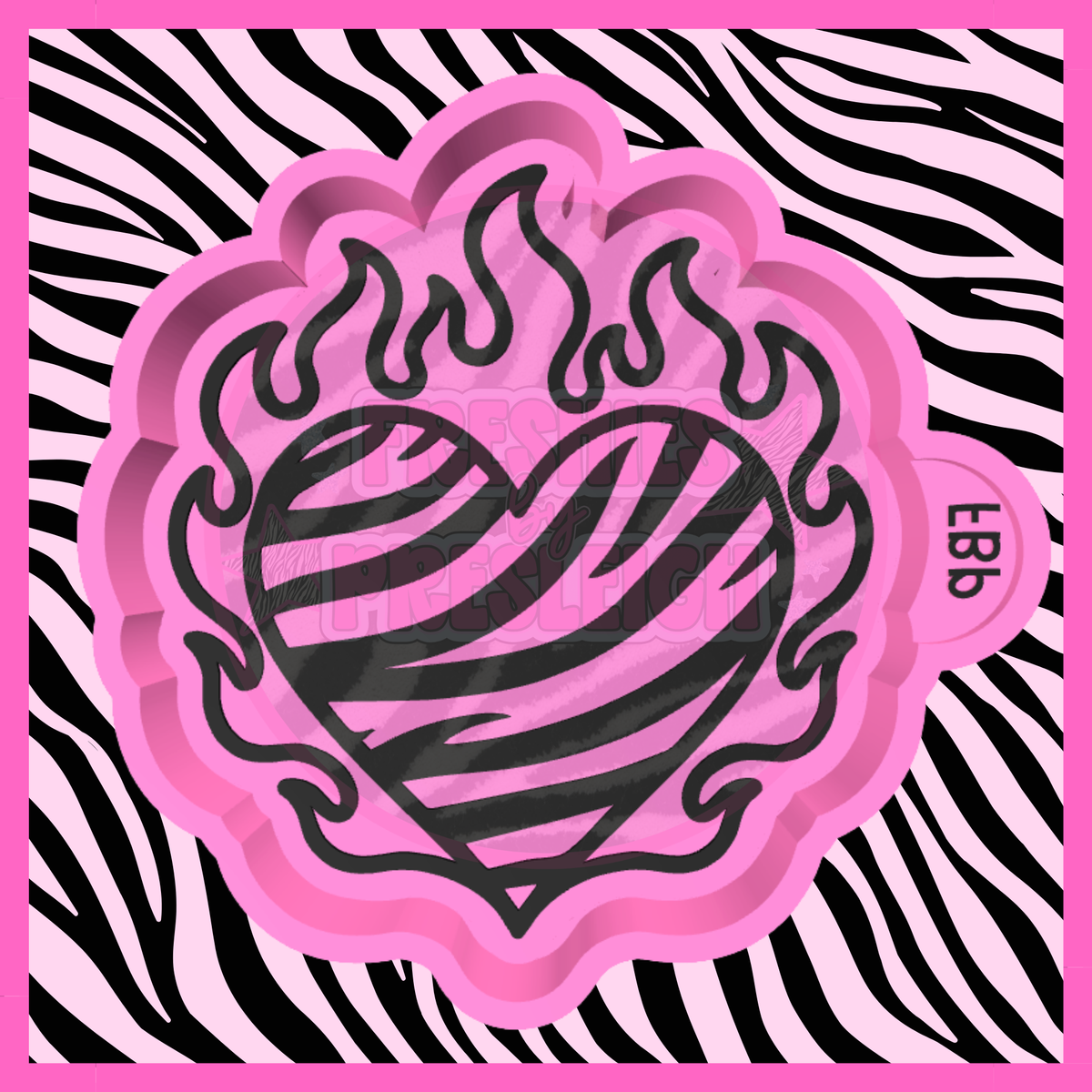Zebra Flame Heart Freshie Mold