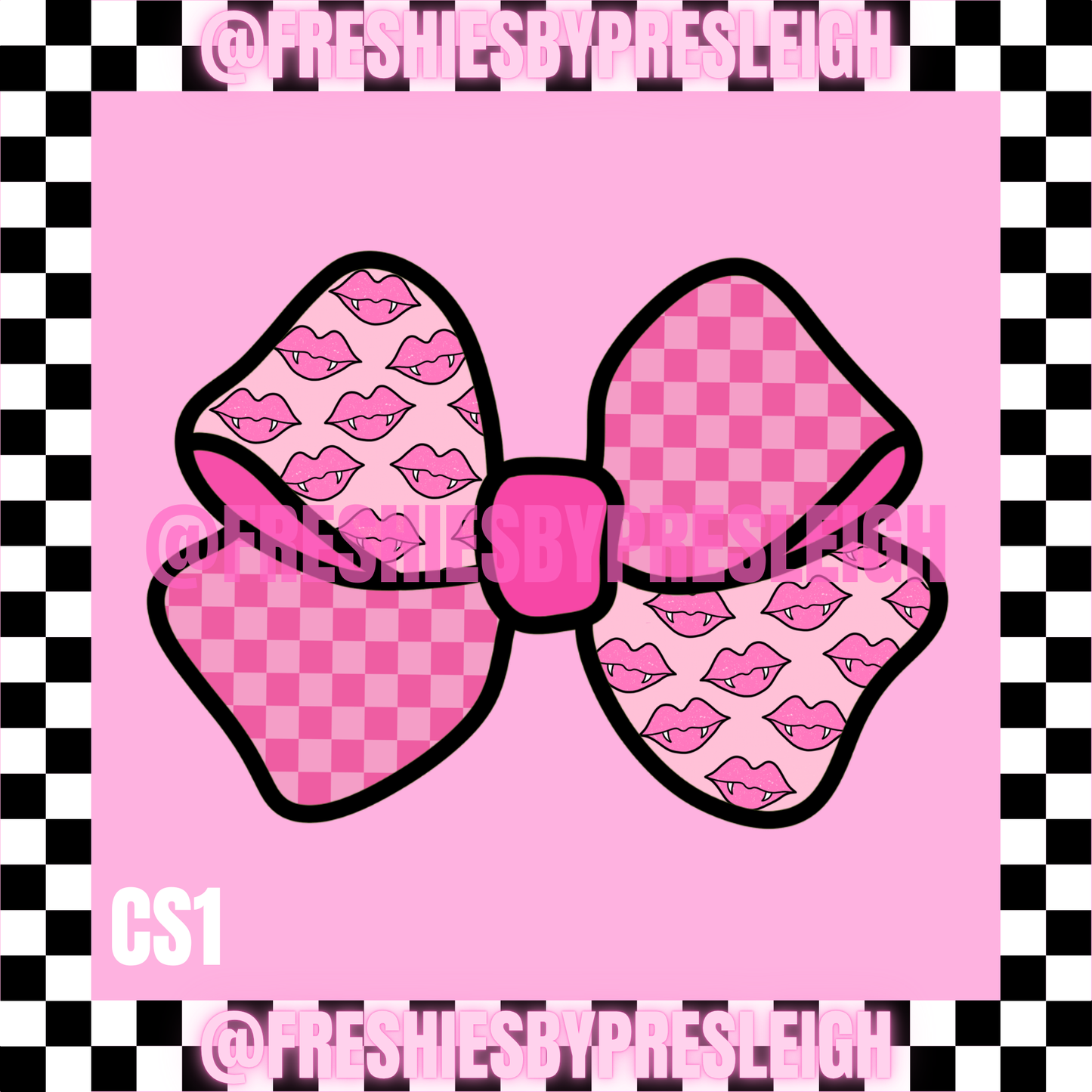 Checkered Bow Halloween Freshie Cardstock