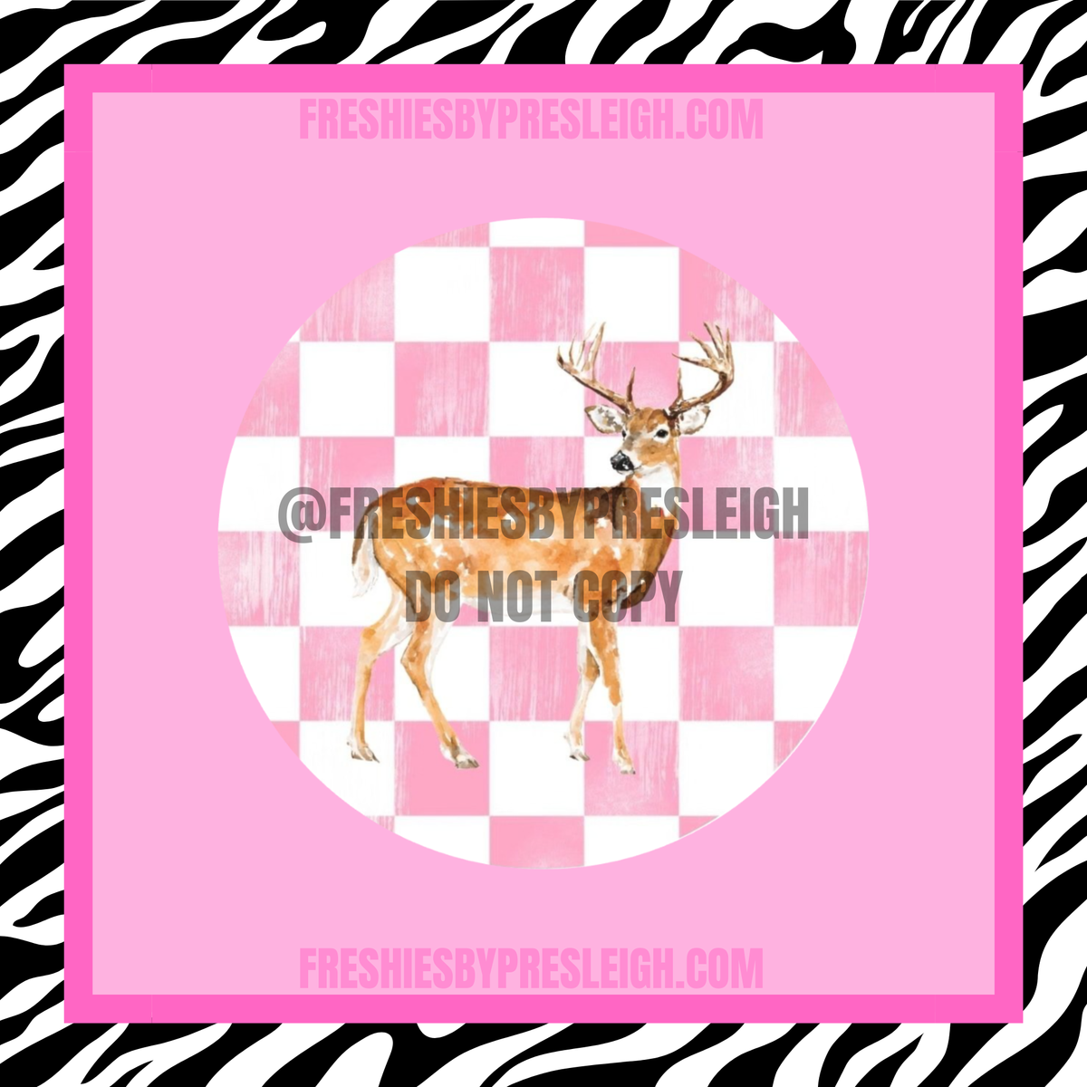 Pink/White Checkered Watercolor Buck Freshie Cardstock
