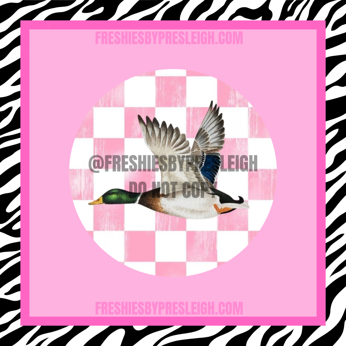 Pink/White Checkered Duck Freshie Cardstock