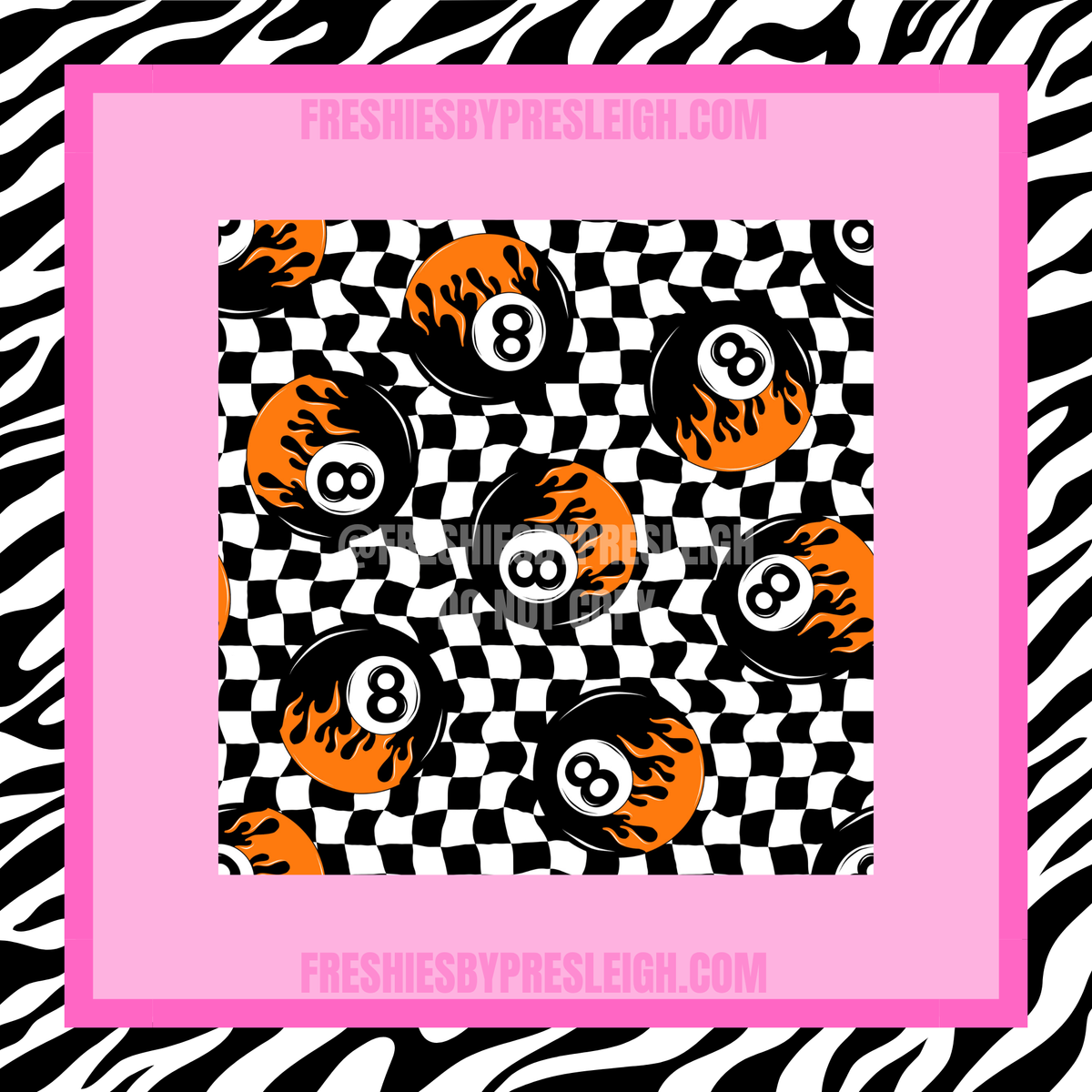 Checkered Flame 8 Balls Freshie Cardstock