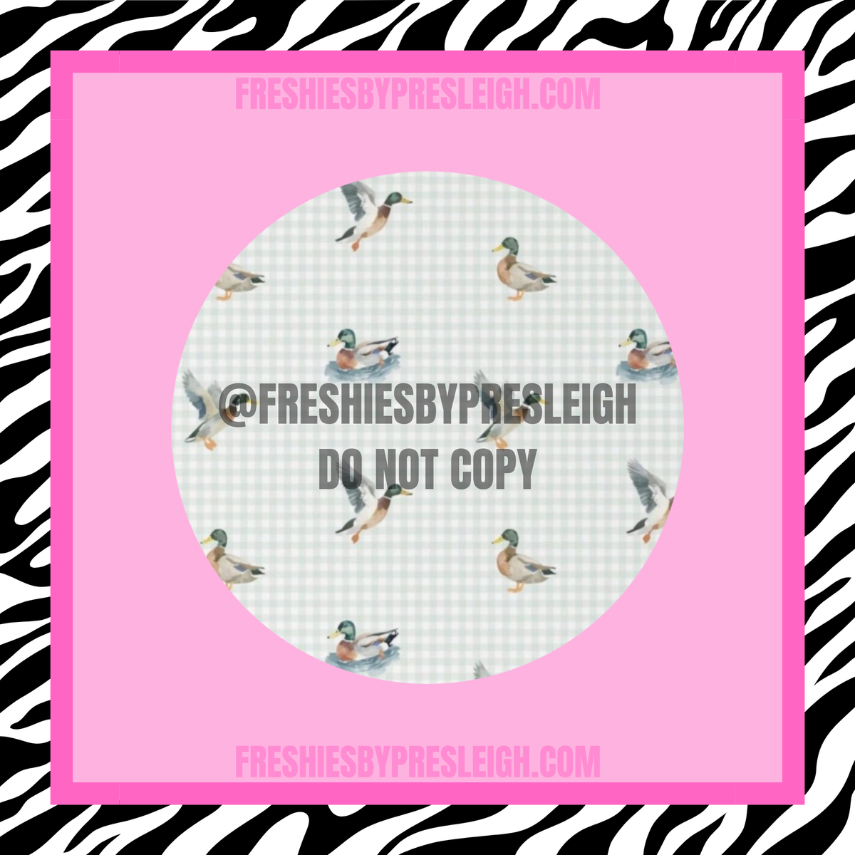 Light Green Plaid Ducks Freshie Cardstock
