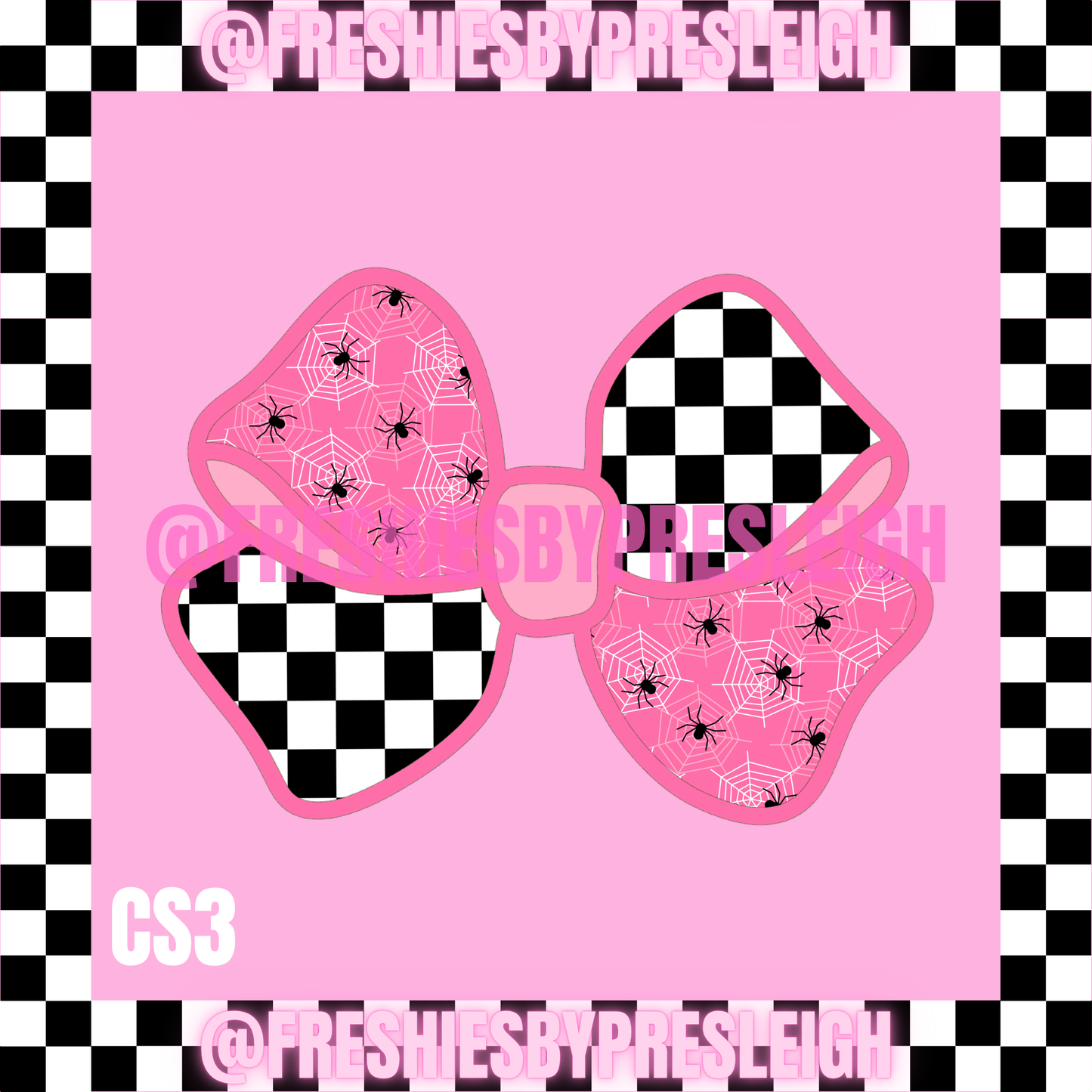 Checkered Bow Halloween Freshie Cardstock
