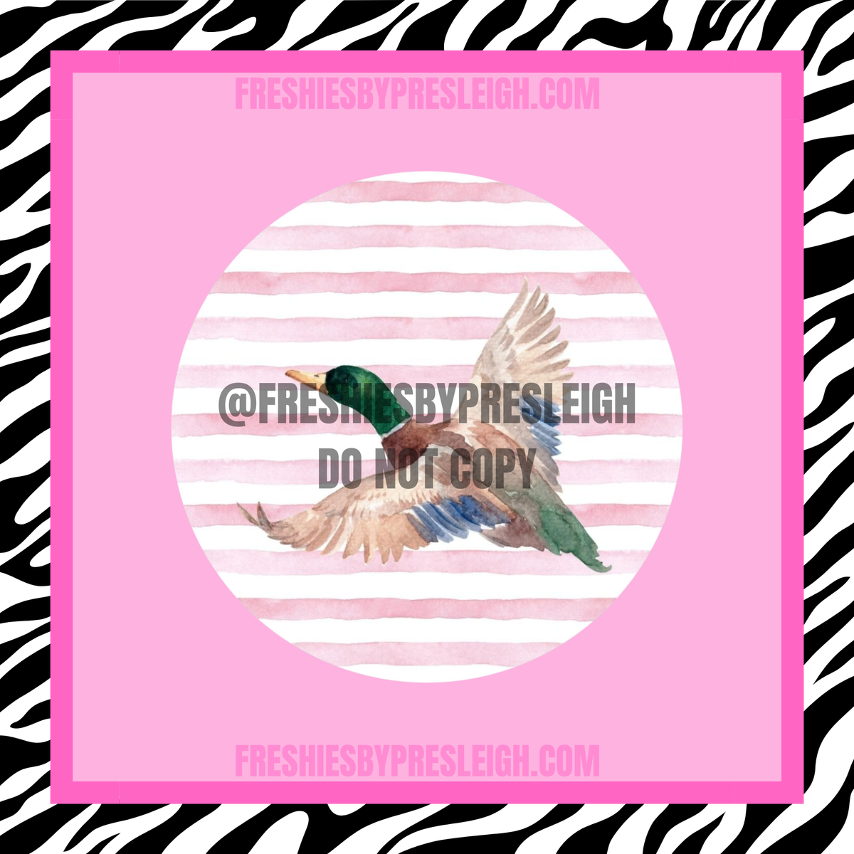 Horizontal Pink Stripes Duck Freshie Cardstock