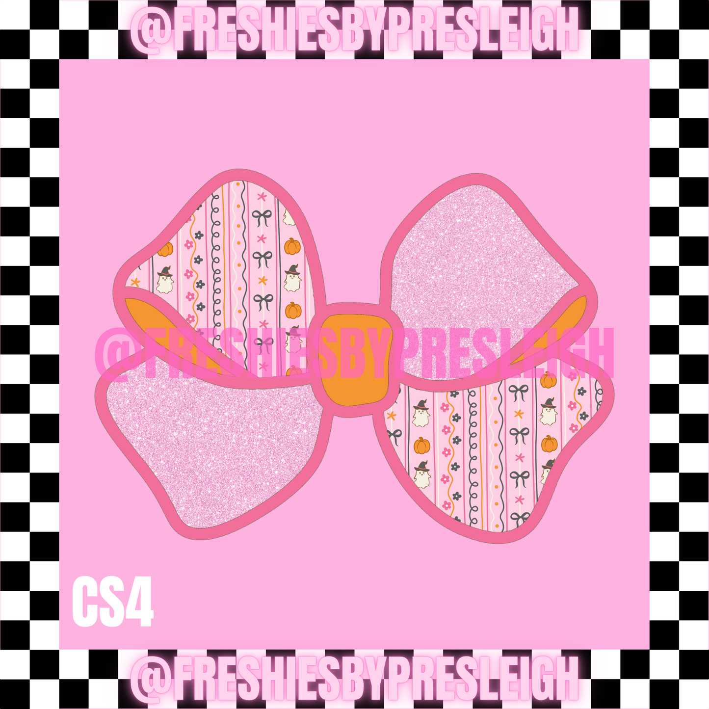 Checkered Bow Halloween Freshie Cardstock