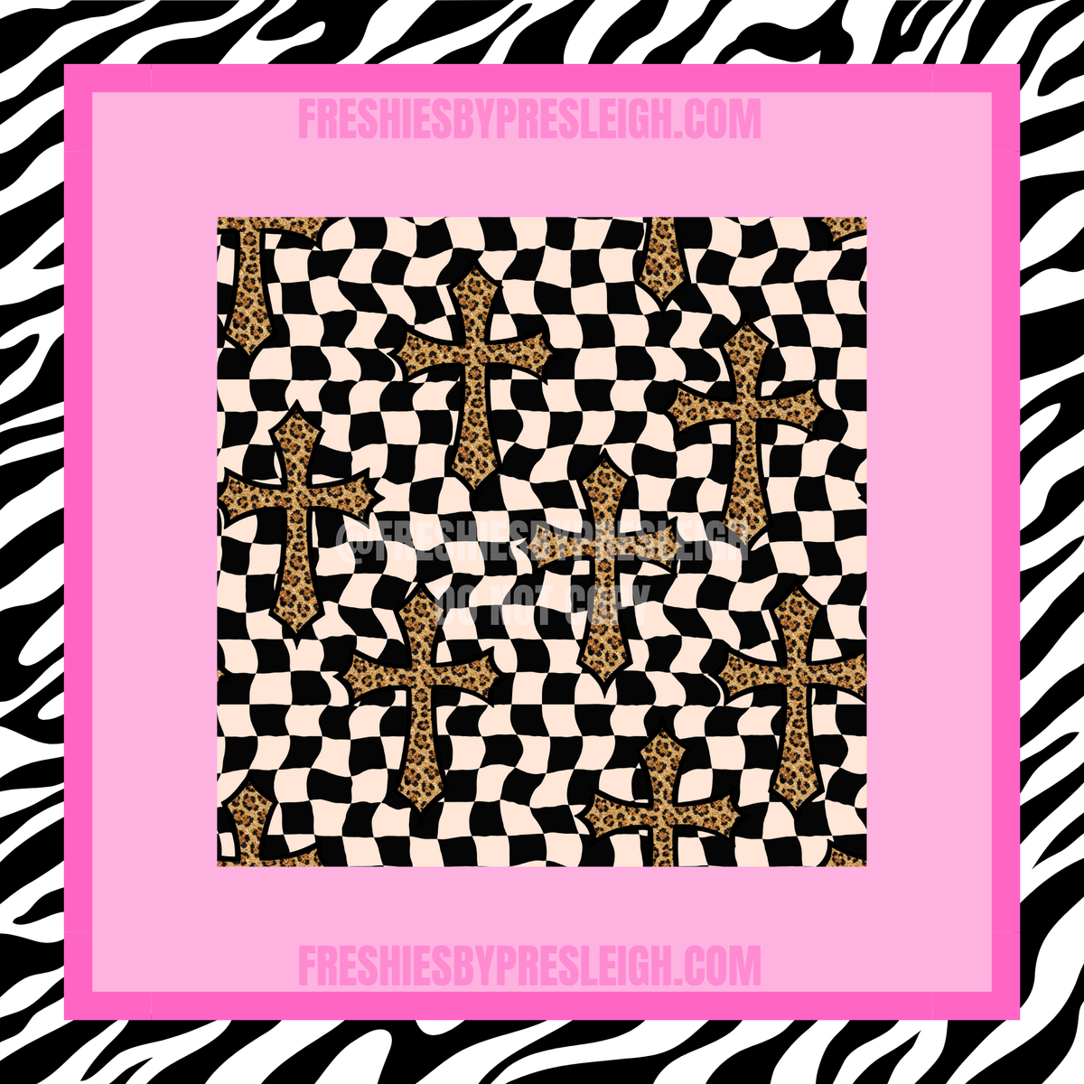 Checkered Leopard Crosses Freshie Cardstock