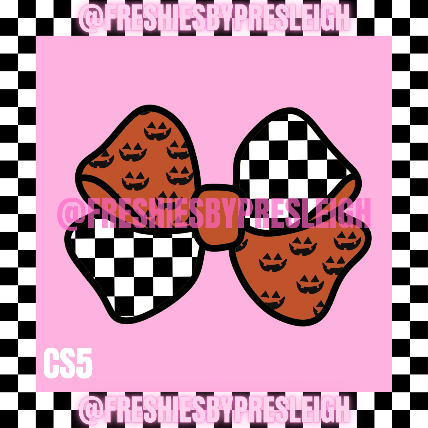 Checkered Bow Halloween Freshie Cardstock
