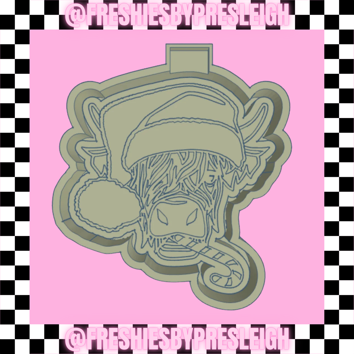 Santa Hat Highland Cow Freshie Mold