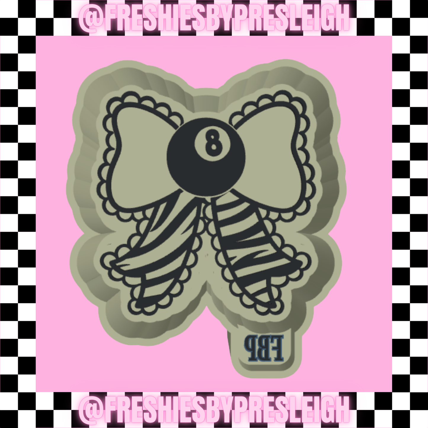 Zebra 8 Ball Bow Freshie Mold