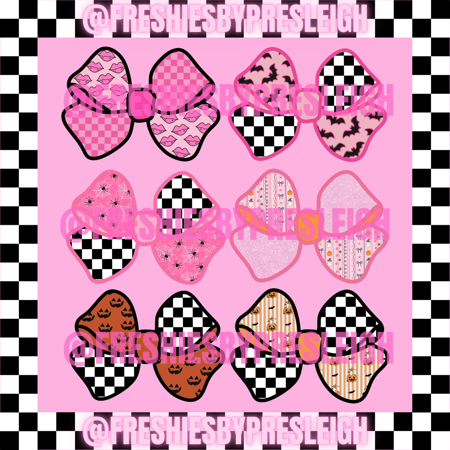 Checkered Bow Halloween Freshie Cardstock