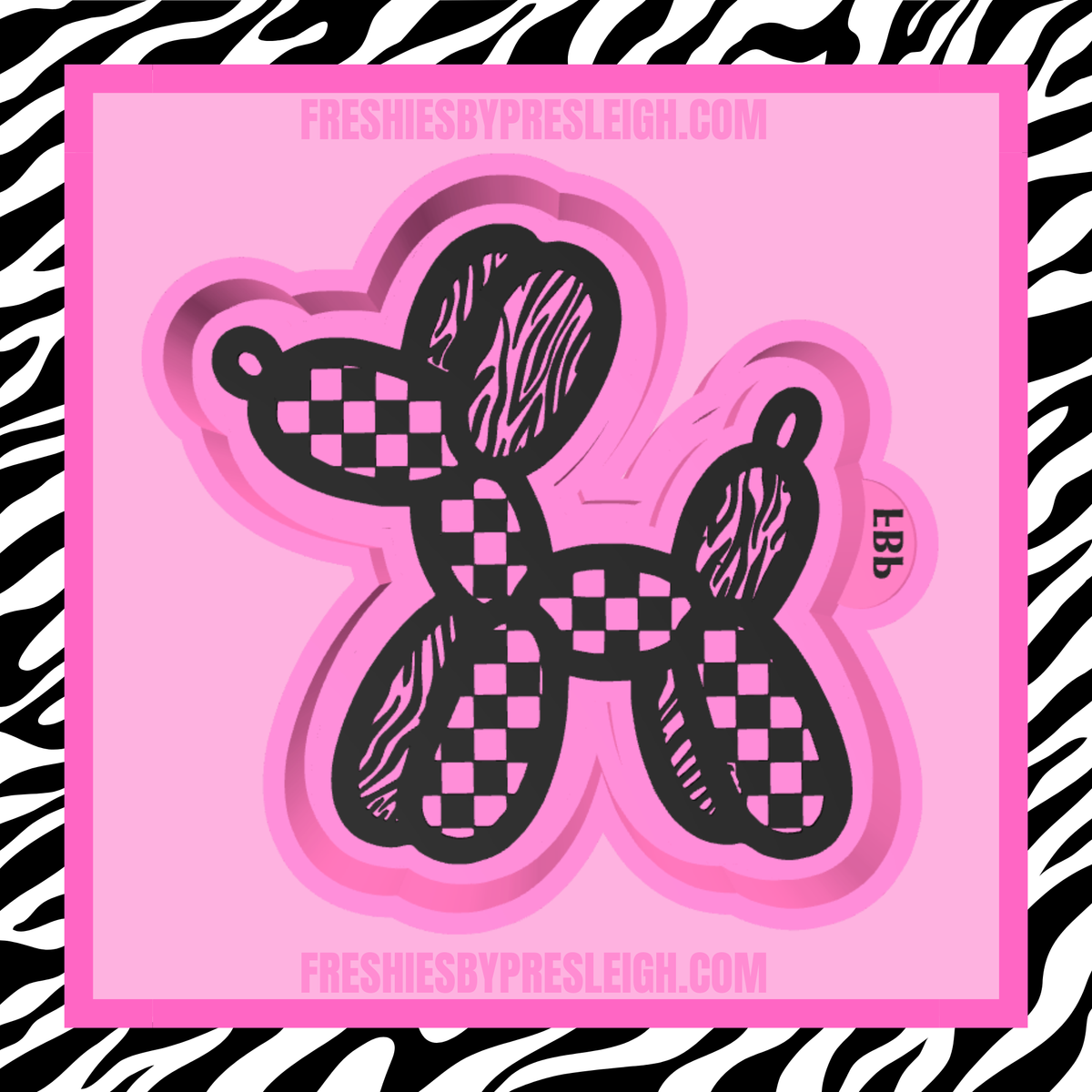 Checkered Zebra Balloon Dog Freshie Mold