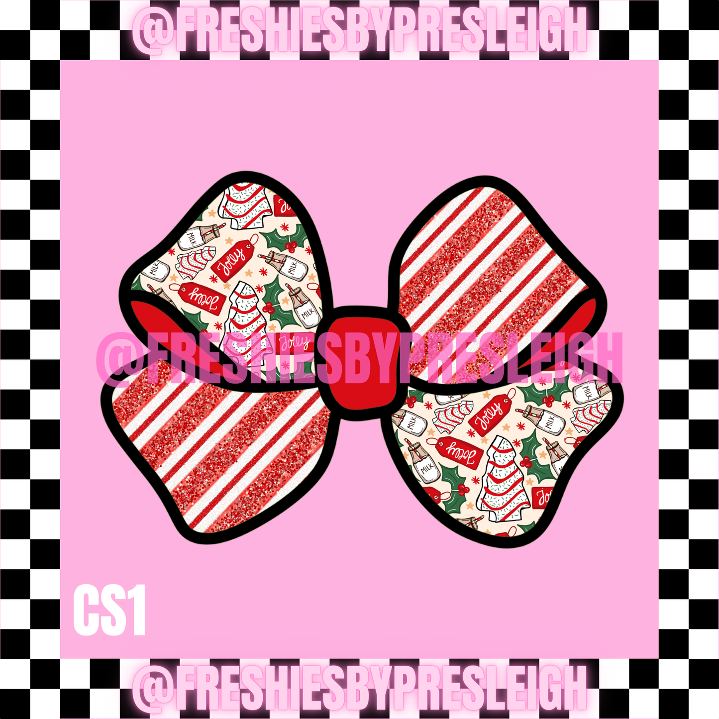 Checkered Bow Christmas Freshie Cardstock