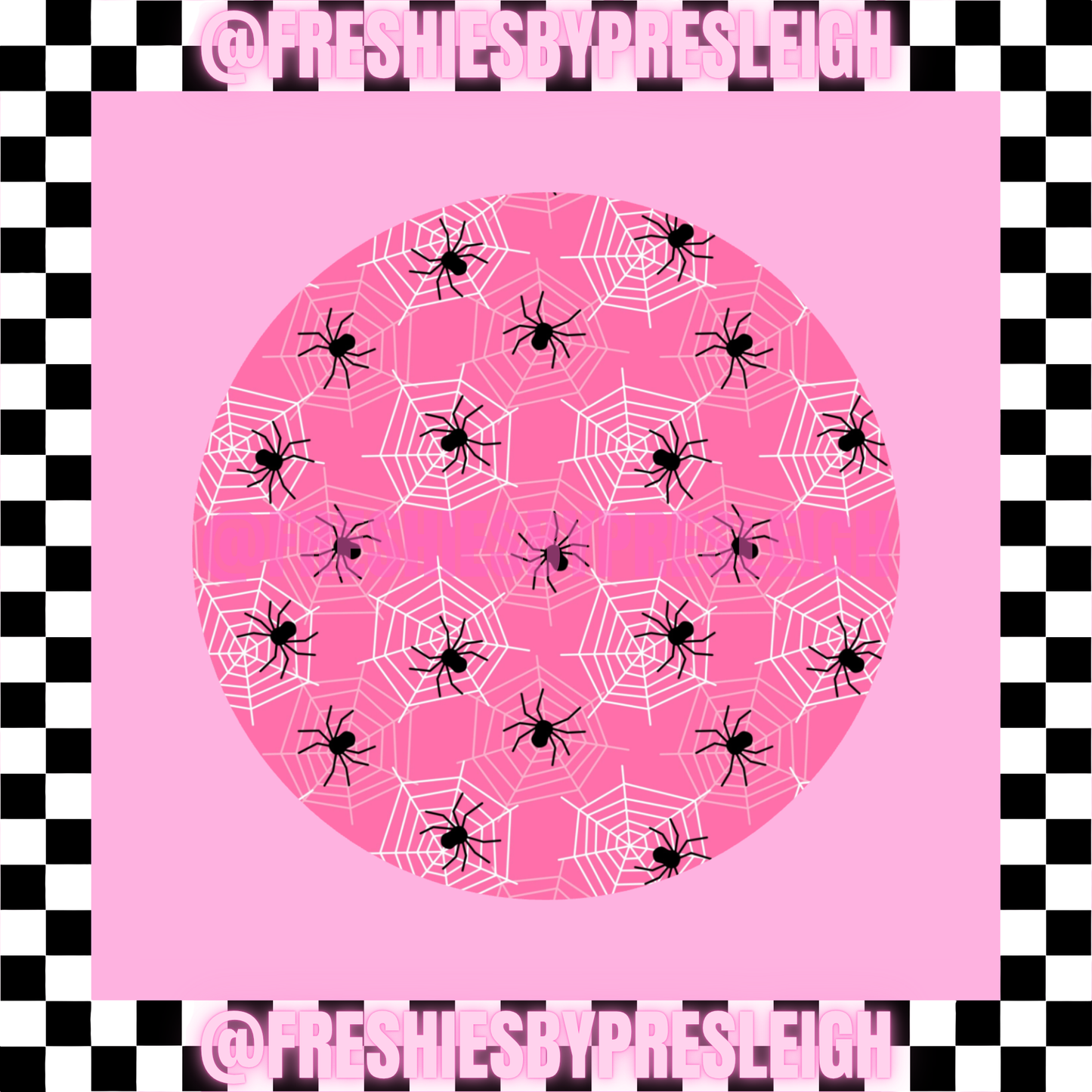 Pink & Black Spiders Freshie Card Stock