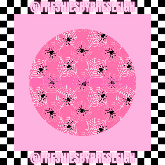 Pink & Black Spiders Freshie Card Stock