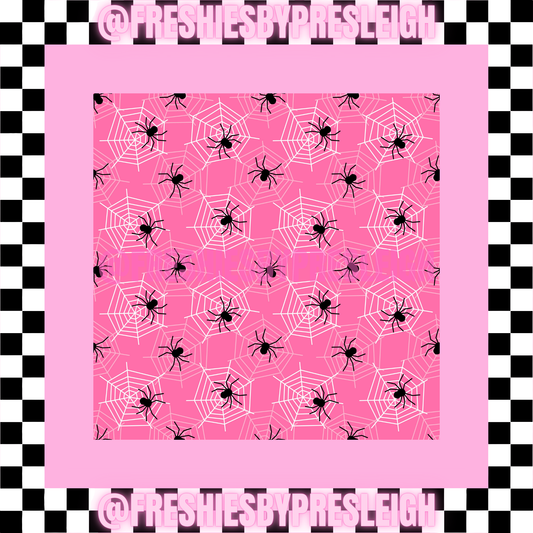 Pink & Black Spiders Freshie Card Stock